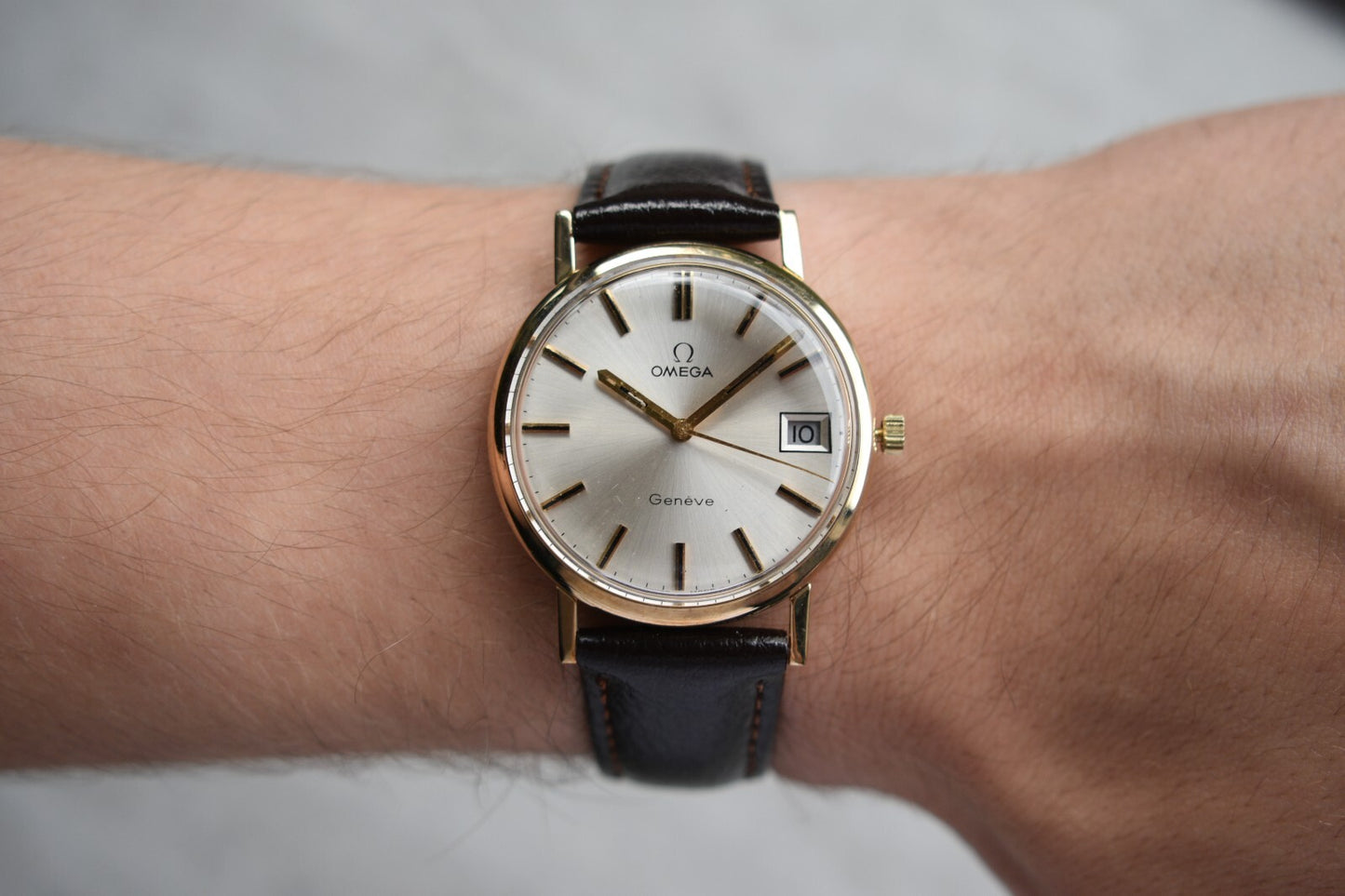 1972 Vintage Omega Geneve SERVICED Gold Men's Mechanical Dress Watch Geneve Date