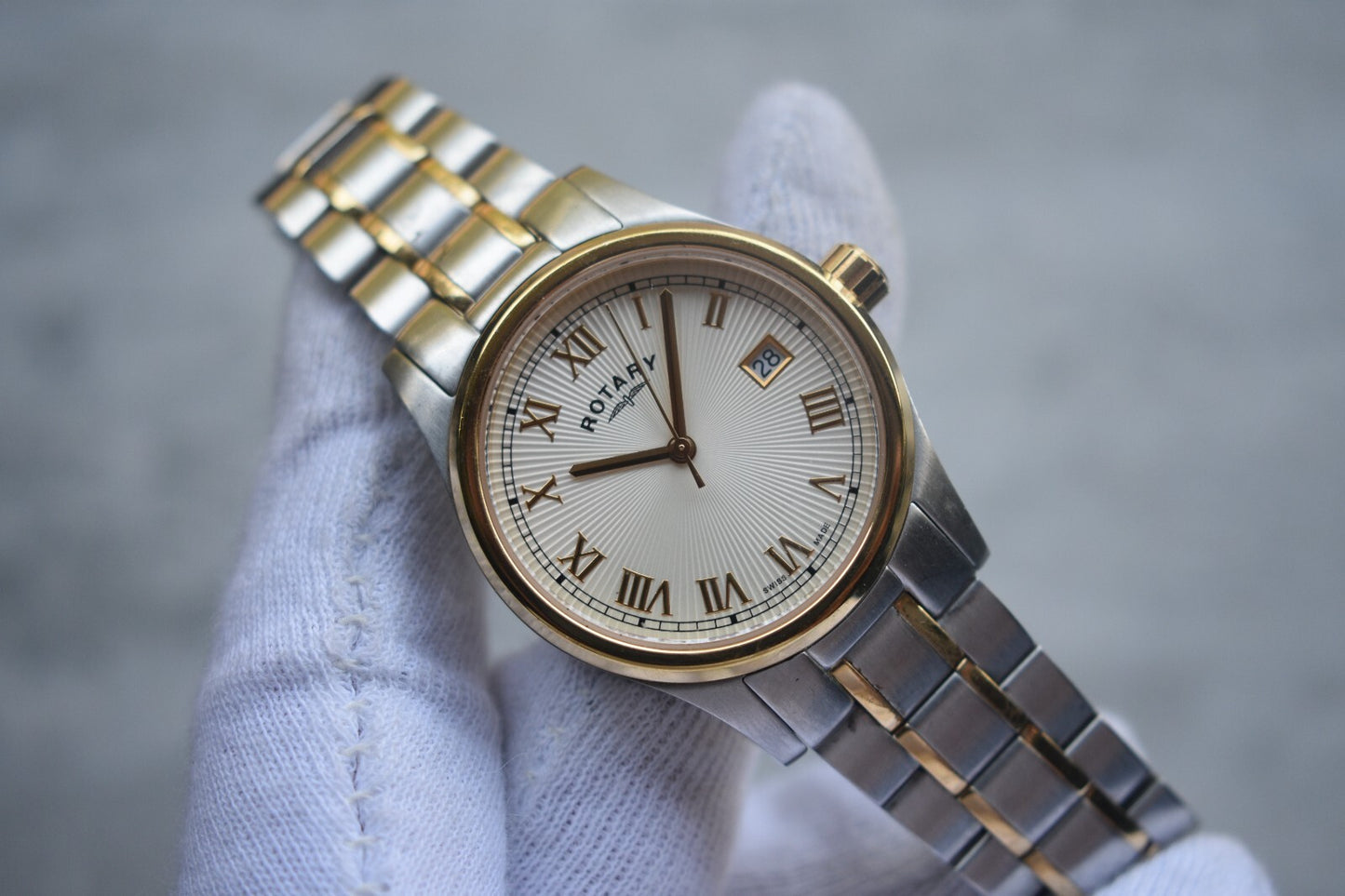 Rotary Two Tone Quartz Men's Date Gold Bracelet Watch