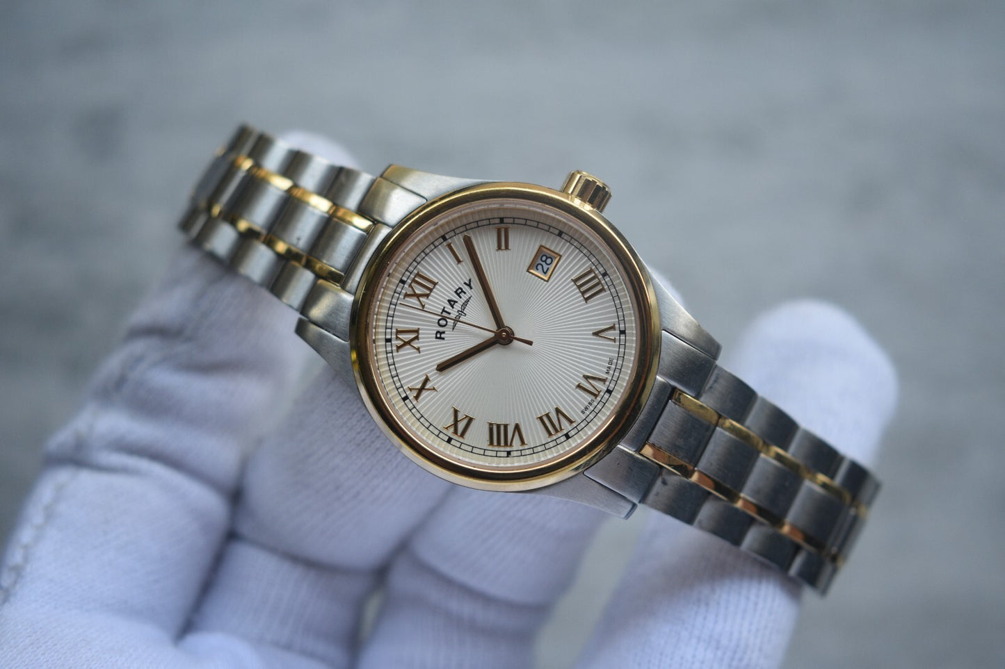 Rotary Two Tone Quartz Men's Date Gold Bracelet Watch