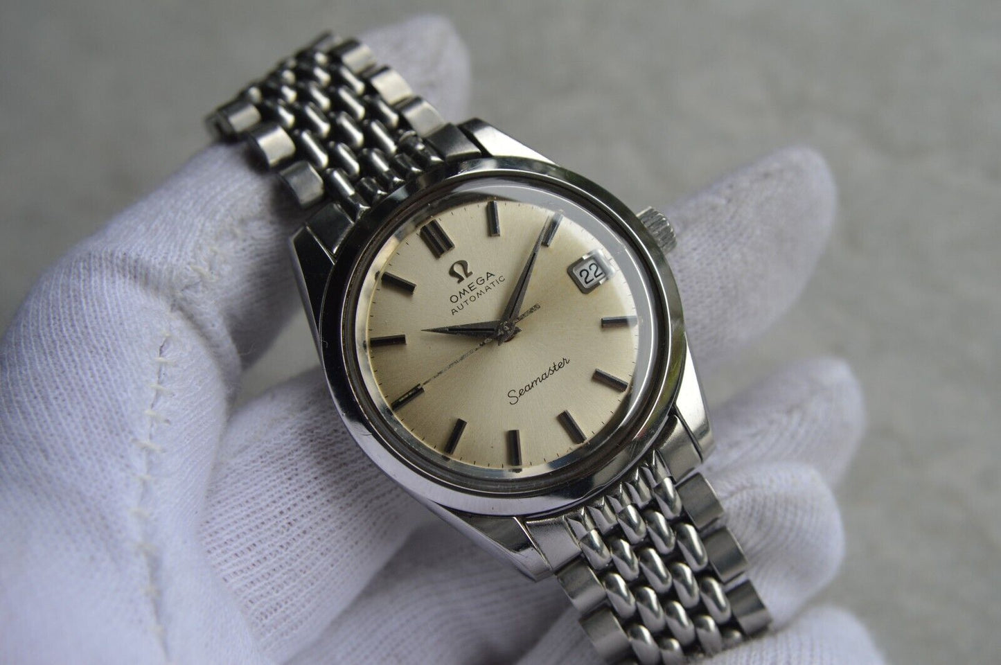 1969 Omega Seamaster Vintage Mens Automatic Beads Of Rice Bracelet Watch 166.010