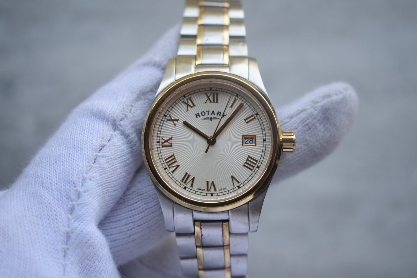 Rotary Two Tone Quartz Men's Date Gold Bracelet Watch