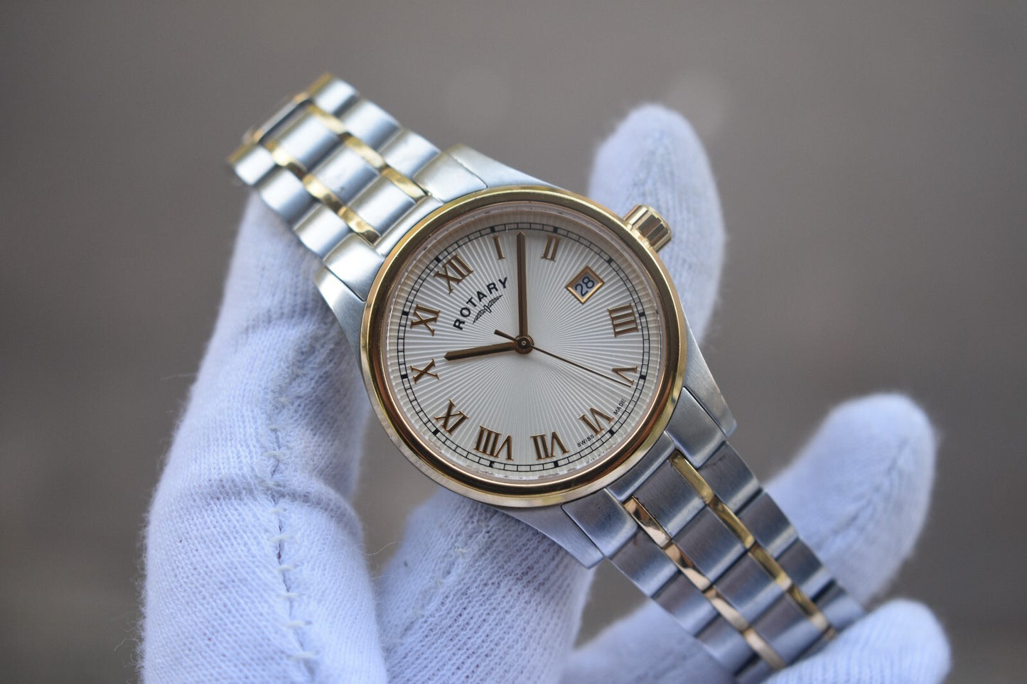 Rotary Two Tone Quartz Men's Date Gold Bracelet Watch