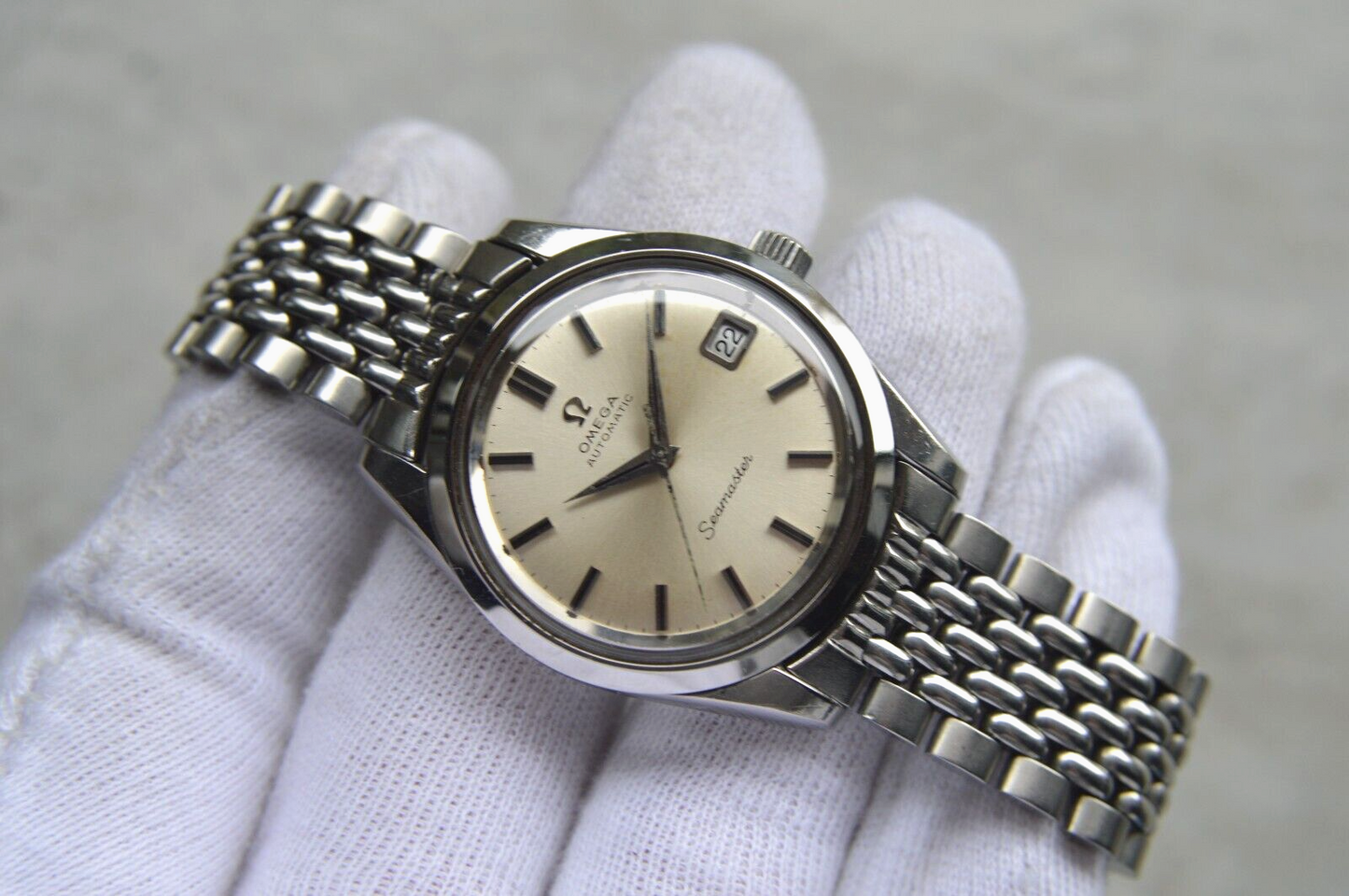 1969 Omega Seamaster Vintage Mens Automatic Beads Of Rice Bracelet Watch 166.010