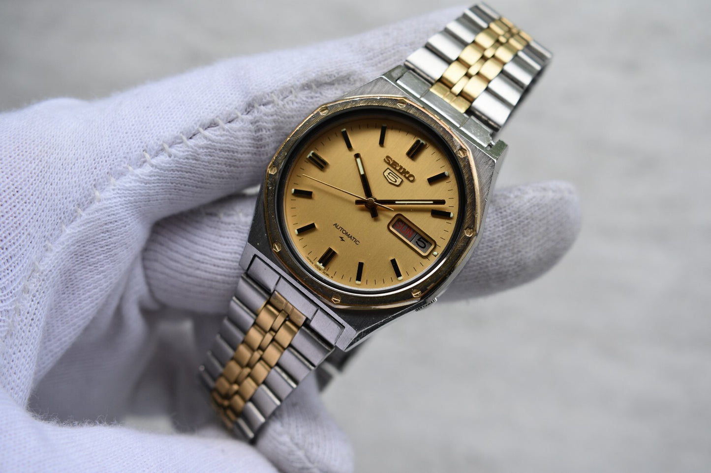 July 1981 Rare Vintage Seiko 7009 Automatic Two Tone Bracelet Day Date Watch