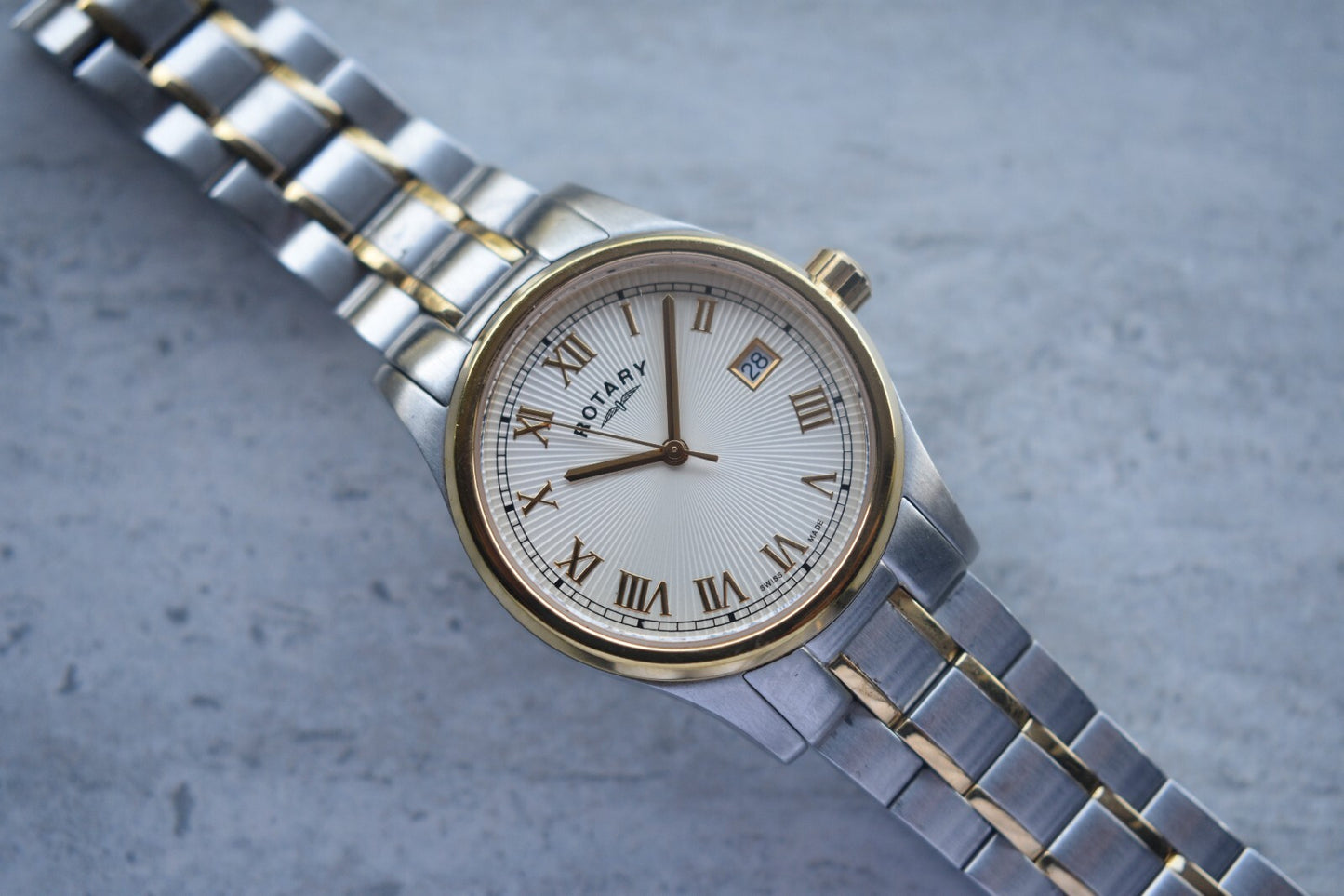 Rotary Two Tone Quartz Men's Date Gold Bracelet Watch