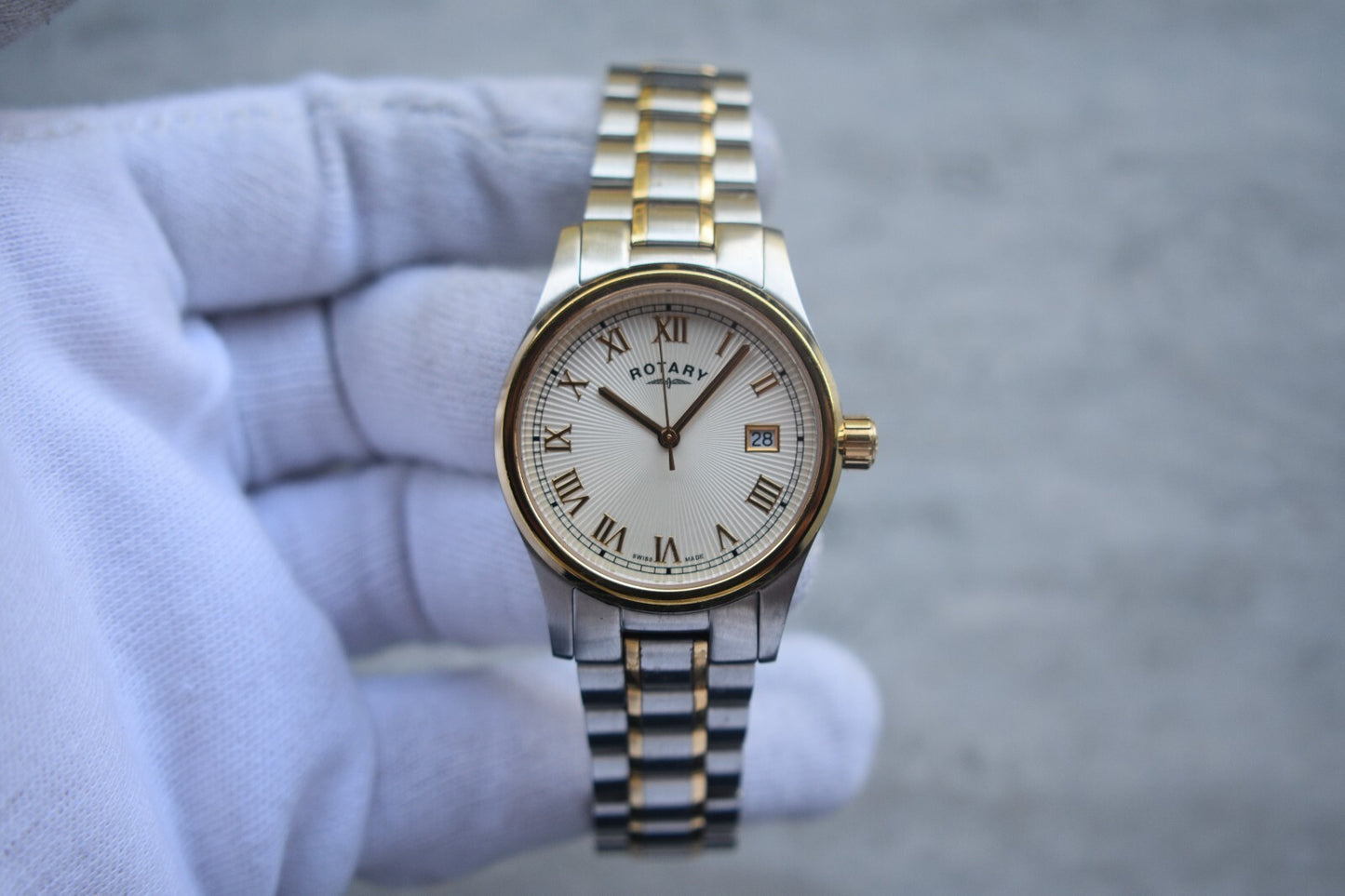 Rotary Two Tone Quartz Men's Date Gold Bracelet Watch
