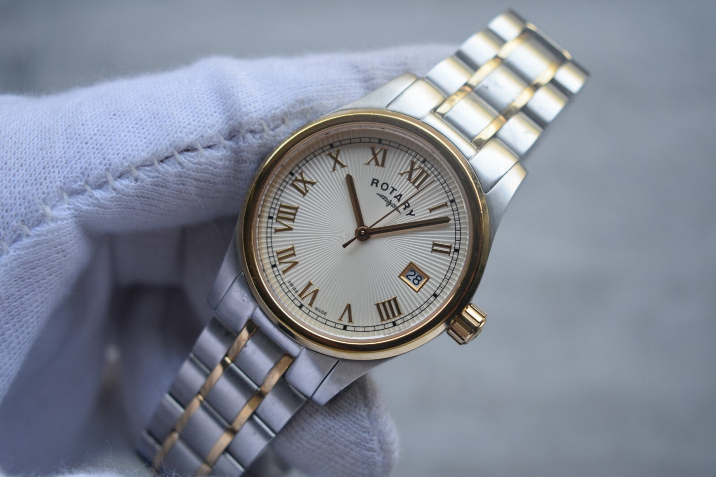 Rotary Two Tone Quartz Men's Date Gold Bracelet Watch