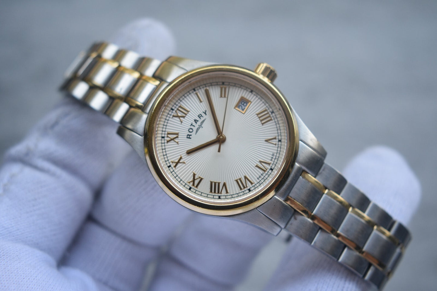 Rotary Two Tone Quartz Men's Date Gold Bracelet Watch