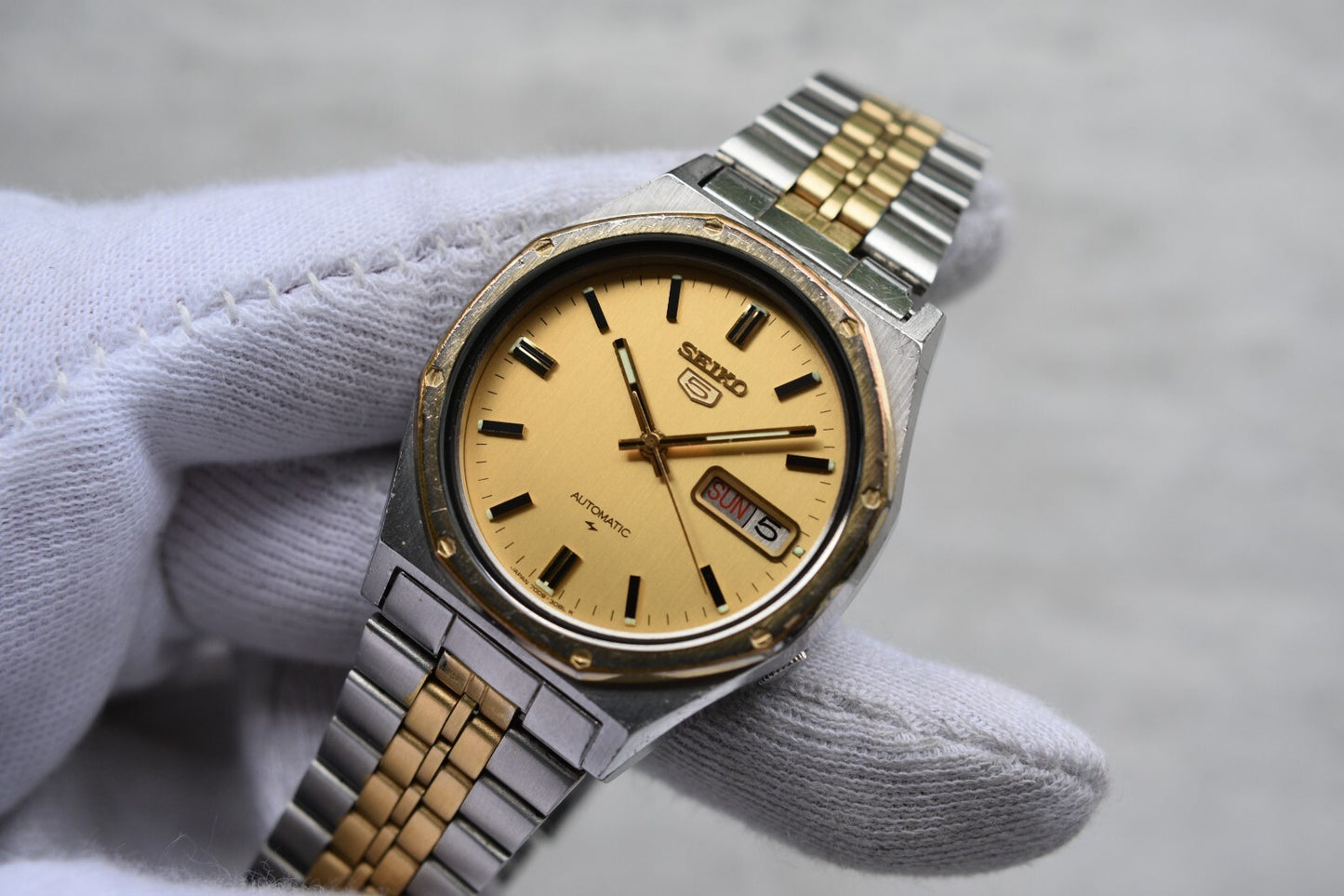 July 1981 Rare Vintage Seiko 7009 Automatic Two Tone Bracelet Day Date Watch