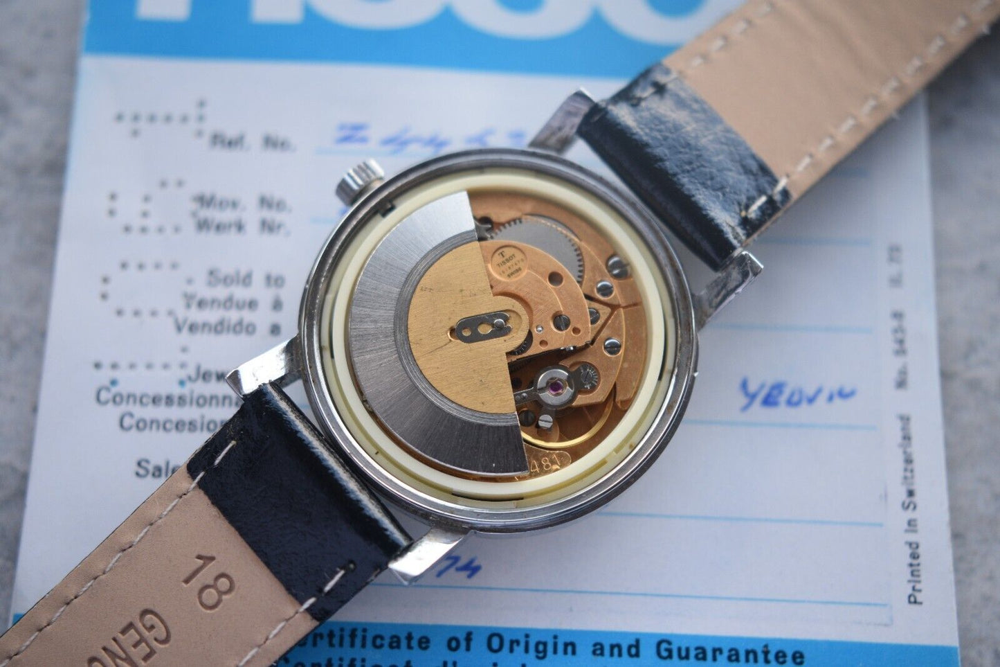 31/08/1974 Vintage Tissot Seastar Automatic Silver Leather Watch With Papers