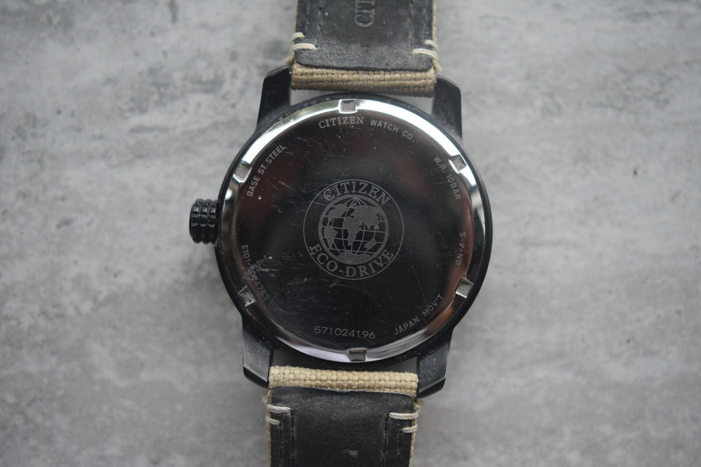 Citizen Eco Drive Black WR 100 Solar Power Men's Black Dial Canvas Watch