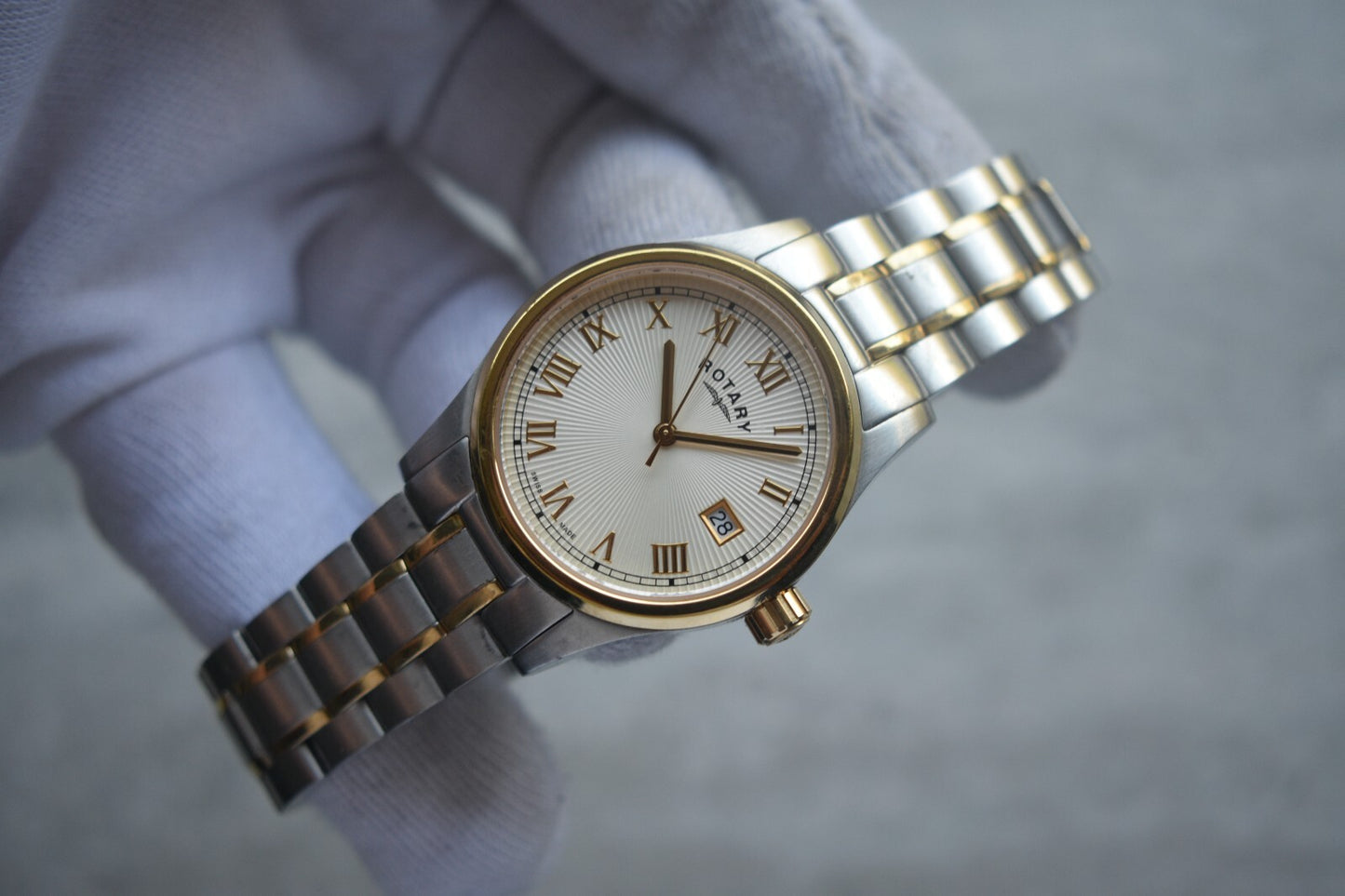 Rotary Two Tone Quartz Men's Date Gold Bracelet Watch