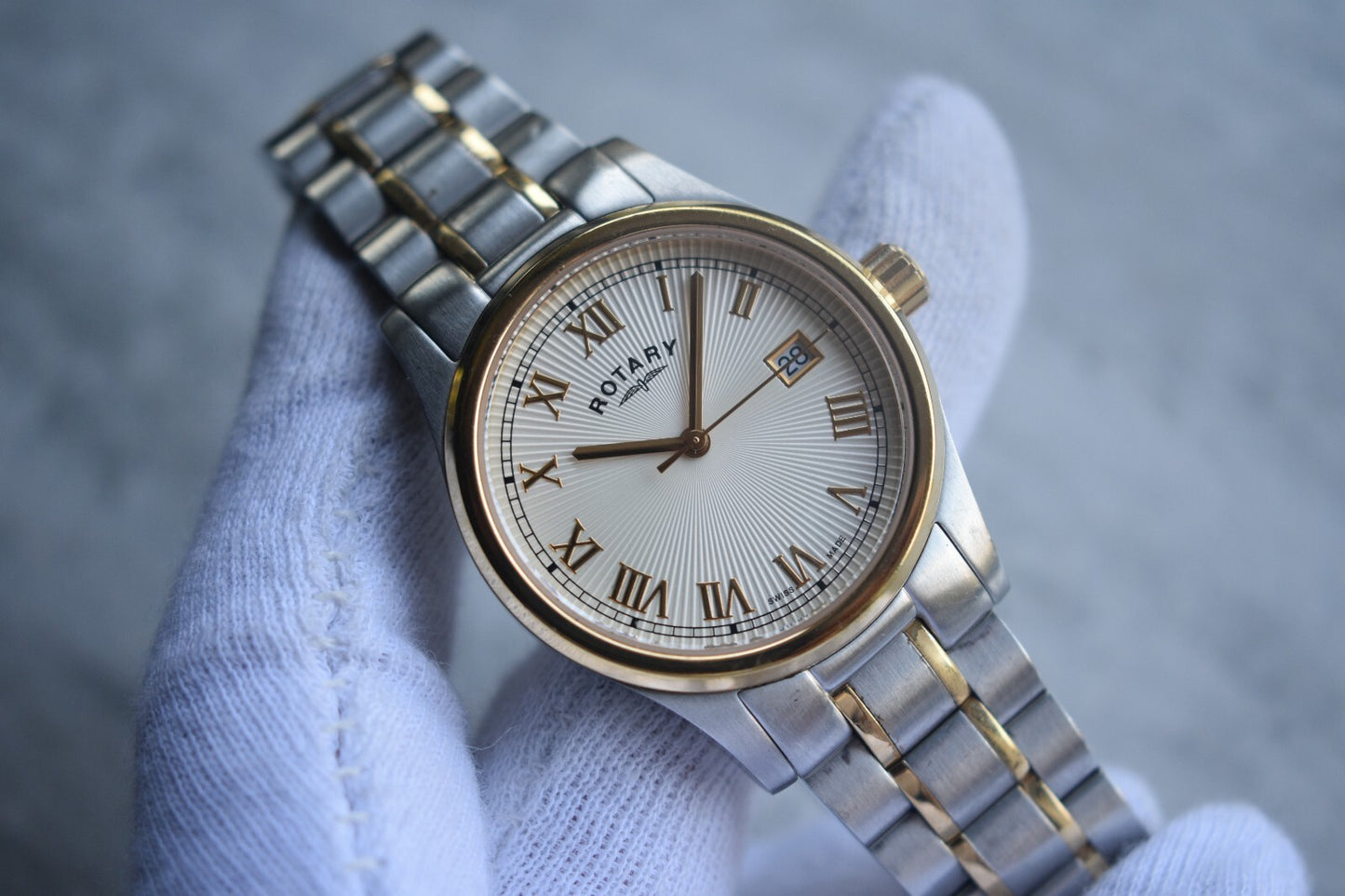 Rotary Two Tone Quartz Men's Date Gold Bracelet Watch
