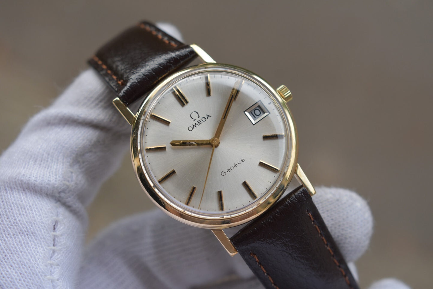 1972 Vintage Omega Geneve SERVICED Gold Men's Mechanical Dress Watch Geneve Date