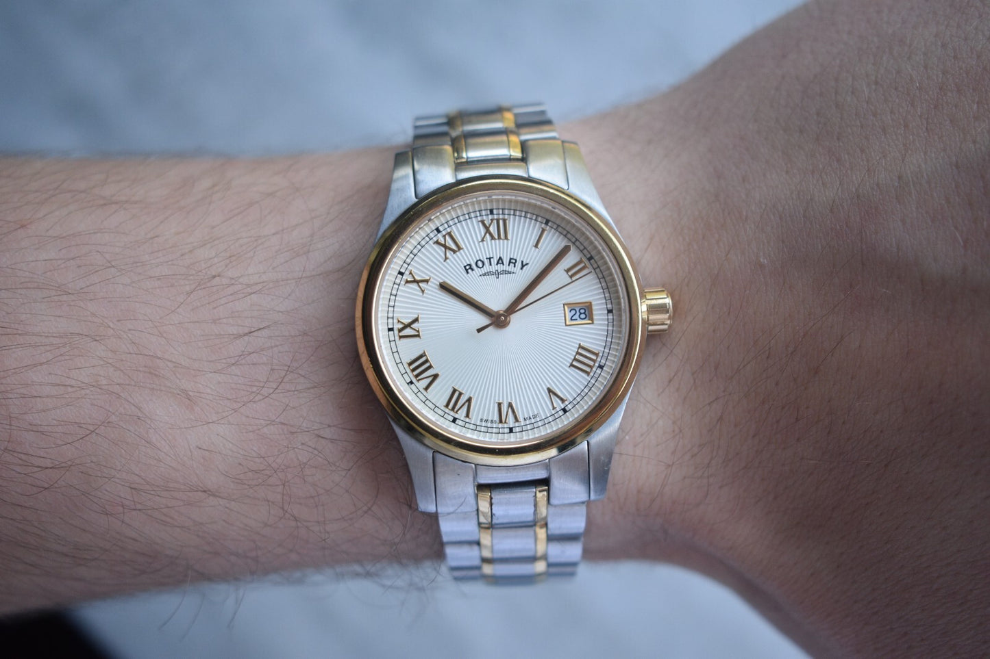Rotary Two Tone Quartz Men's Date Gold Bracelet Watch