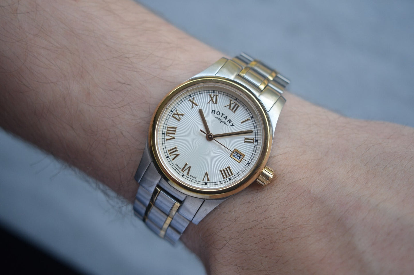 Rotary Two Tone Quartz Men's Date Gold Bracelet Watch