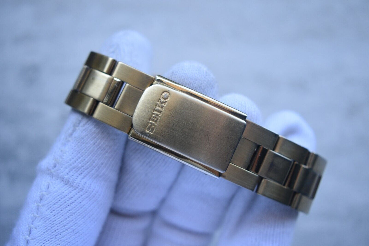 November 1990 Seiko Gold Bracelet Men's Day Date Quartz Watch