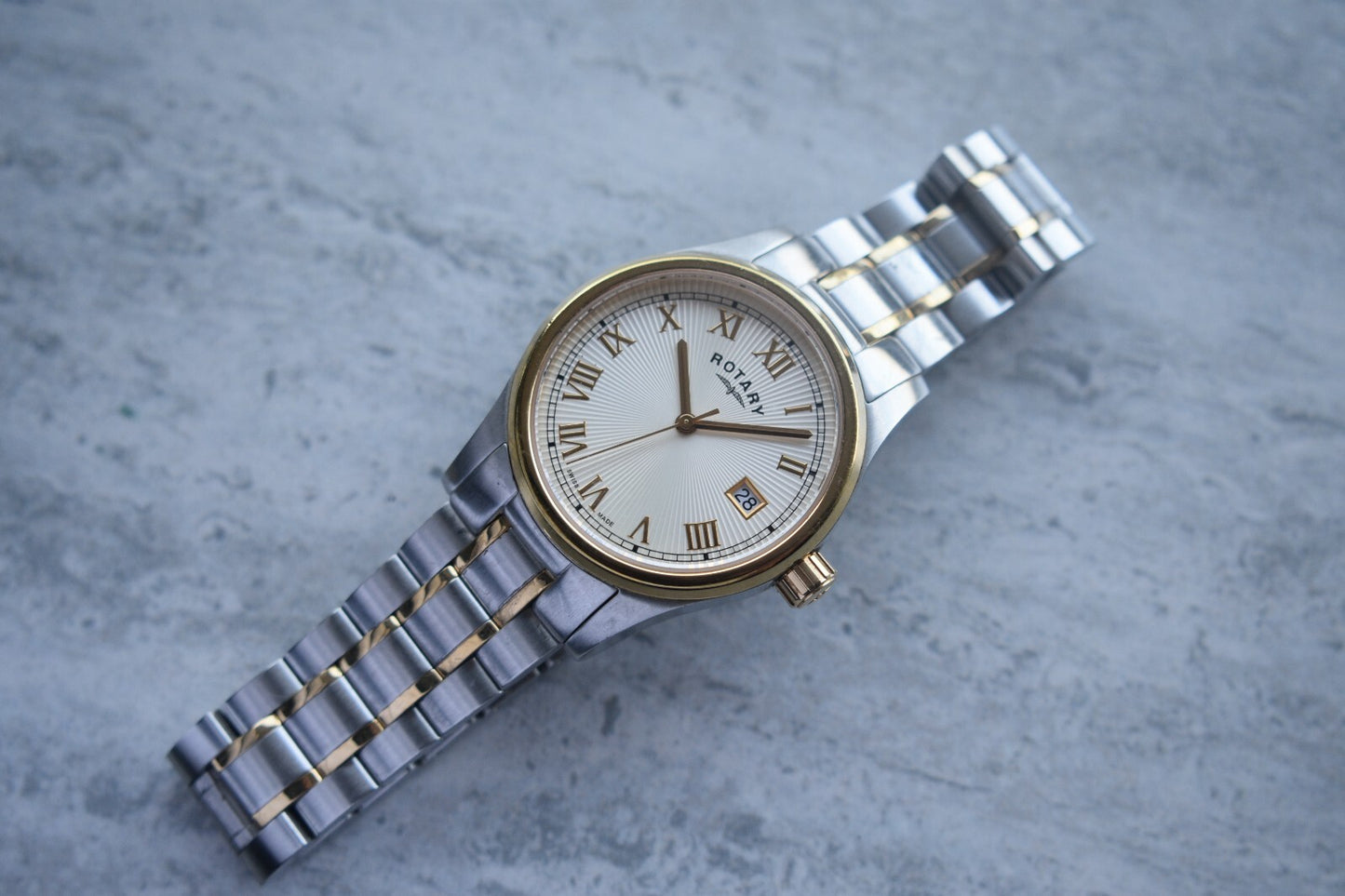 Rotary Two Tone Quartz Men's Date Gold Bracelet Watch