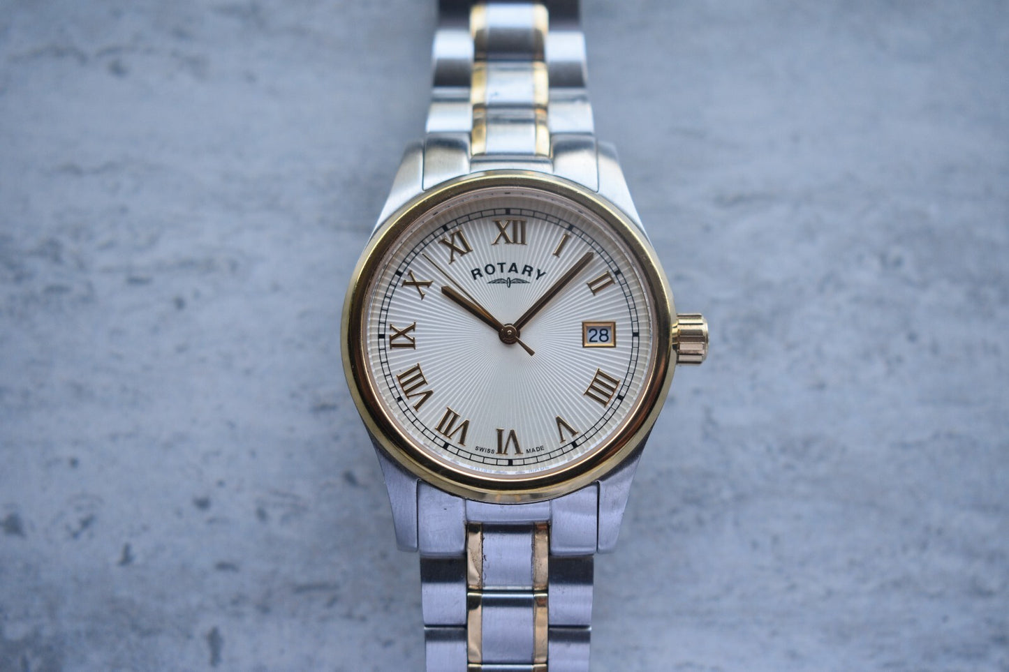 Rotary Two Tone Quartz Men's Date Gold Bracelet Watch