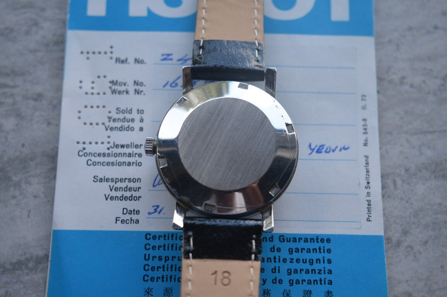 31/08/1974 Vintage Tissot Seastar Automatic Silver Leather Watch With Papers