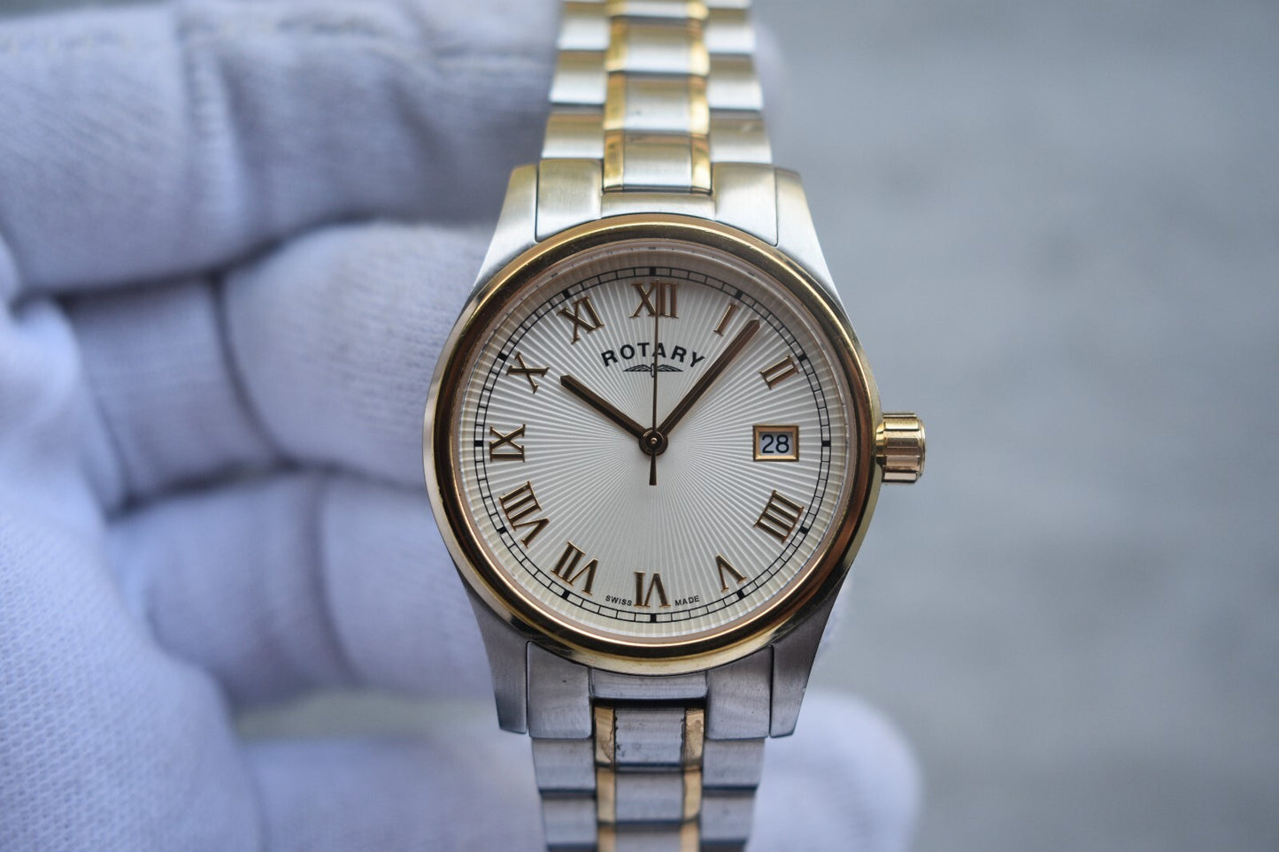 Rotary Two Tone Quartz Men's Date Gold Bracelet Watch