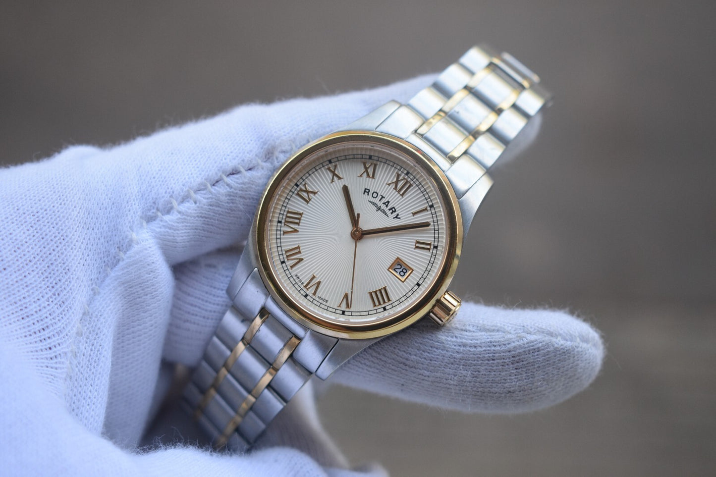 Rotary Two Tone Quartz Men's Date Gold Bracelet Watch