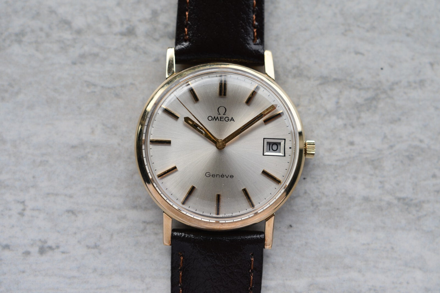 1972 Vintage Omega Geneve SERVICED Gold Men's Mechanical Dress Watch Geneve Date