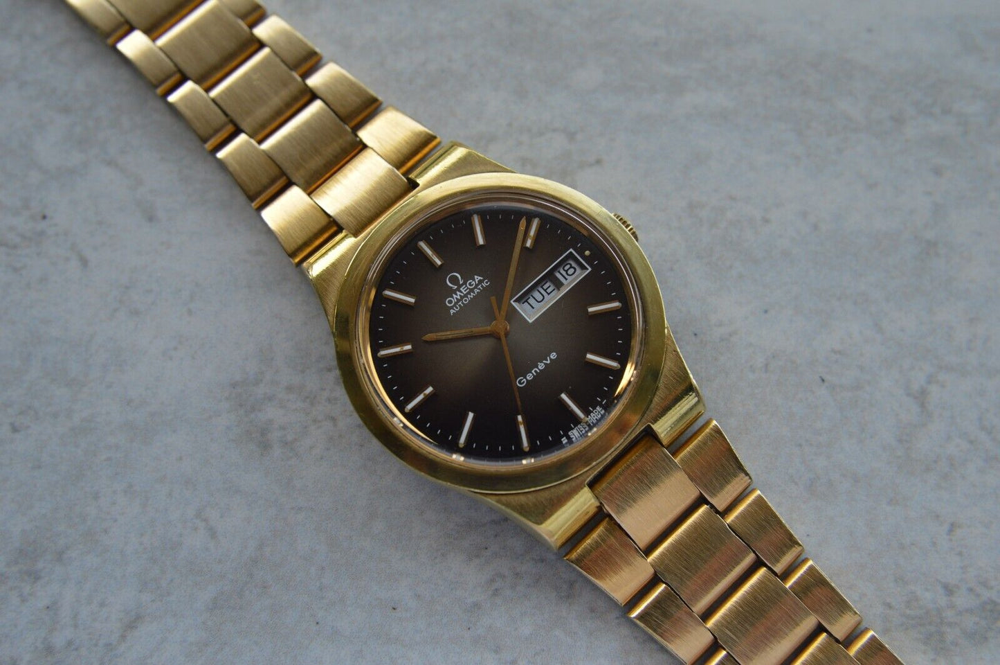 1975 Vintage Omega Geneve Gold Original Bracelet Men's Automatic Watch Day Date