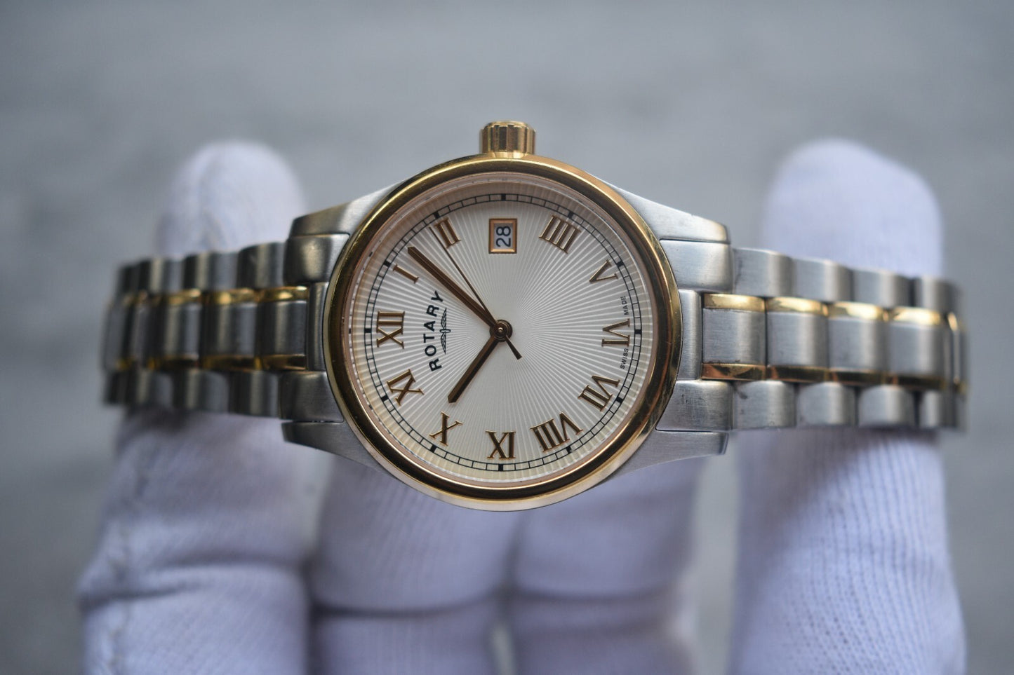 Rotary Two Tone Quartz Men's Date Gold Bracelet Watch