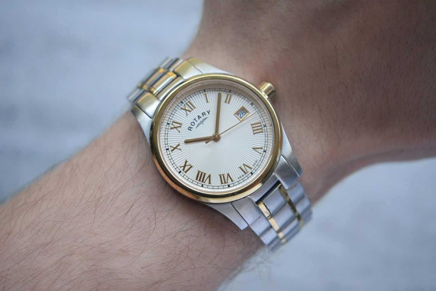 Rotary Two Tone Quartz Men's Date Gold Bracelet Watch