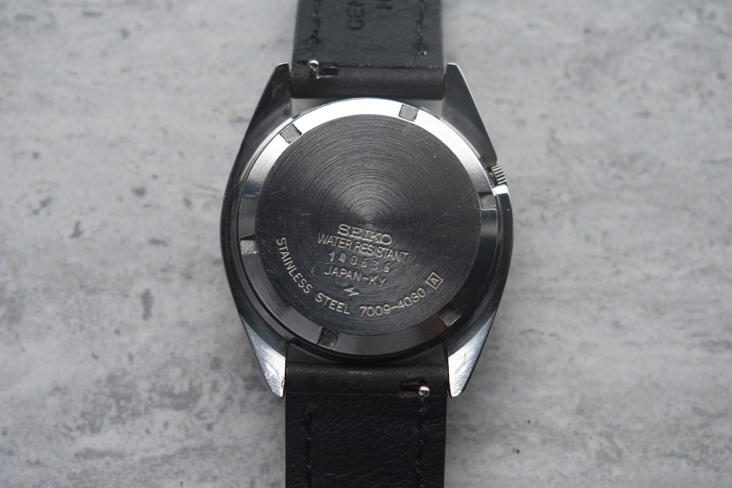 April 1981 Vintage Seiko 7009 Silver Dial Automatic Leather Watch Rare Day Date