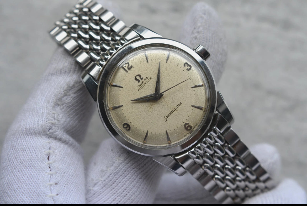 1959 Omega Seamaster Vintage Mens Automatic Beads Of Rice Bracelet Watch Pie Pan