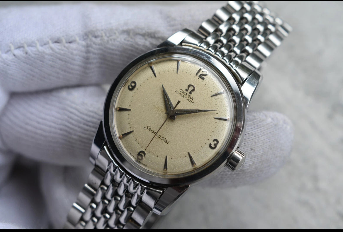 1959 Omega Seamaster Vintage Mens Automatic Beads Of Rice Bracelet Watch Pie Pan