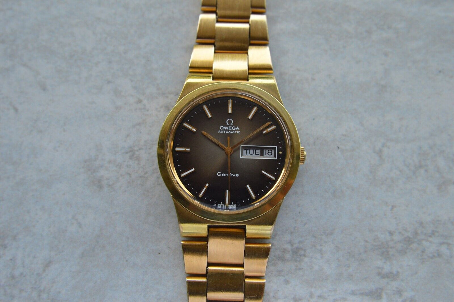 1975 Vintage Omega Geneve Gold Original Bracelet Men's Automatic Watch Day Date