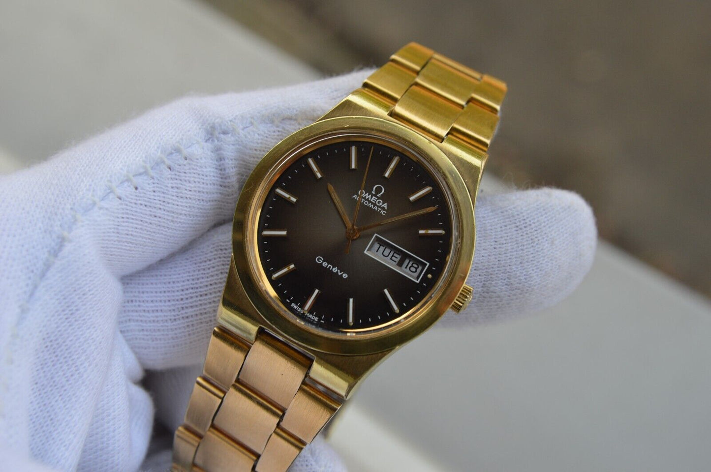 1975 Vintage Omega Geneve Gold Original Bracelet Men's Automatic Watch Day Date
