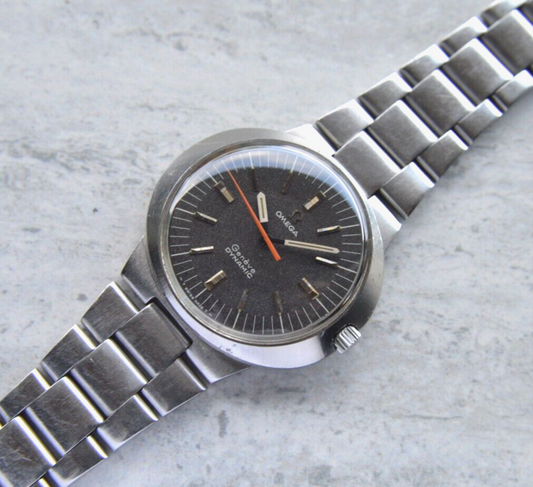 1971 Omega Geneve Dynamic Black Dial Men's Rare Mechanical Steel Bracelet Watch