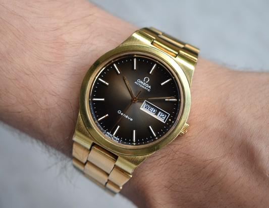 1975 Vintage Omega Geneve Gold Original Bracelet Men's Automatic Watch Day Date