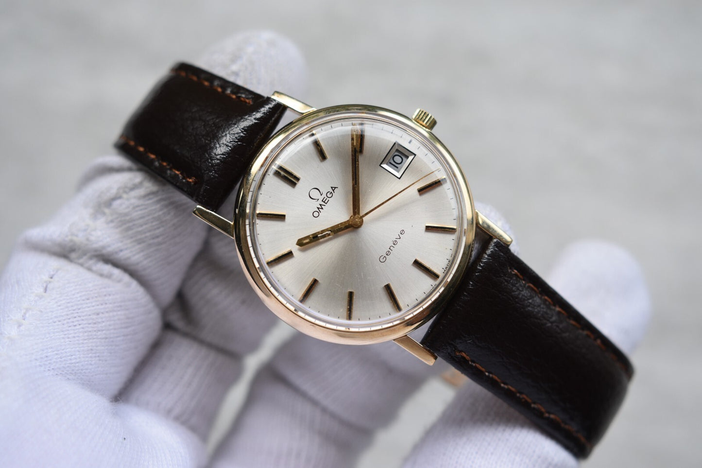 1972 Vintage Omega Geneve SERVICED Gold Men's Mechanical Dress Watch Geneve Date
