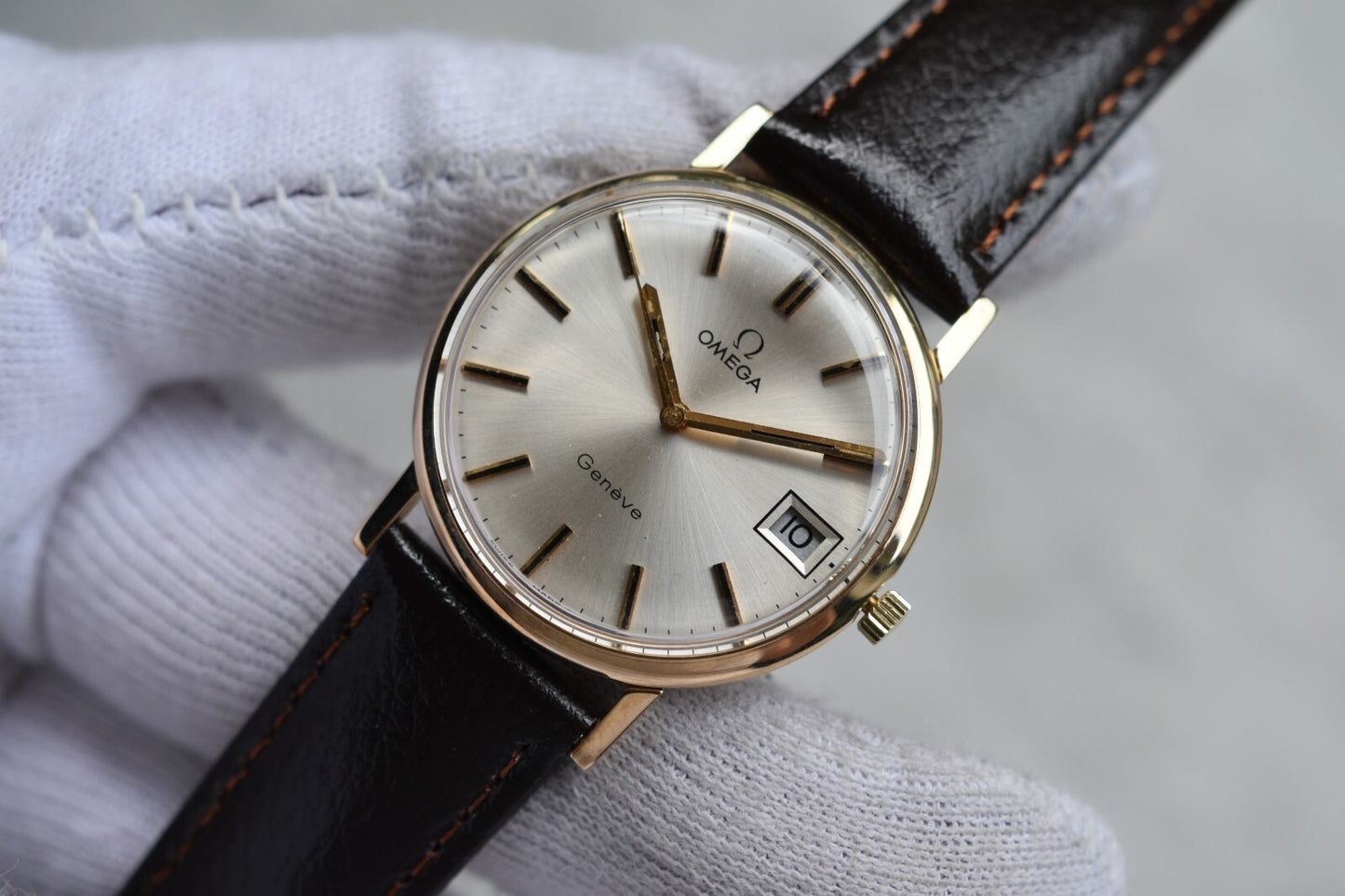 1972 Vintage Omega Geneve SERVICED Gold Men's Mechanical Dress Watch Geneve Date