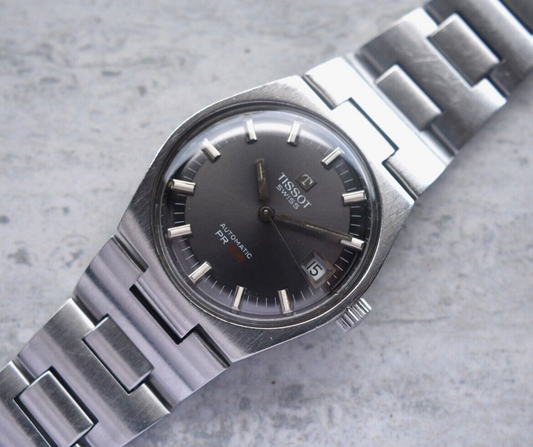 1973 Vintage Tissot PR 516 Grey Dial Rare Automatic Men's Steel Bracelet Watch