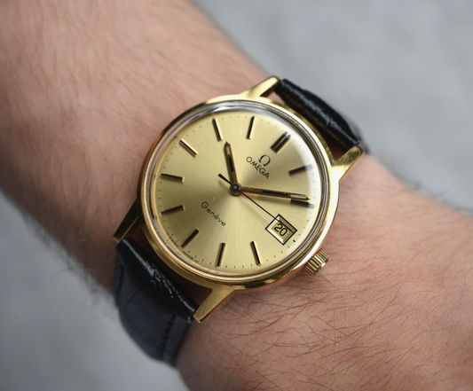 1972 Vintage Omega Gold SERVICED Rare Mens Mechanical Dress Watch Geneve Date