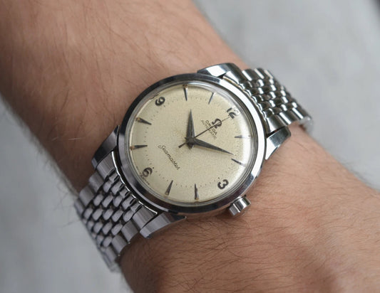 1959 Omega Seamaster Vintage Mens Automatic Beads Of Rice Bracelet Watch Pie Pan